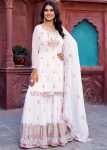White Embroidered Gharara Salwar Suit Set