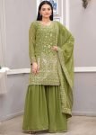 Green Embroidered Gharara Salwar Suit Set