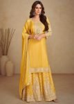 Yellow Embroidered Palazzo Salwar Suit Set