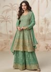 Green Embroidered Palazzo Salwar Suit Set