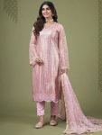 Pleasant Pink Sequins Embroidered Net Festive Wear Salwar Kameez